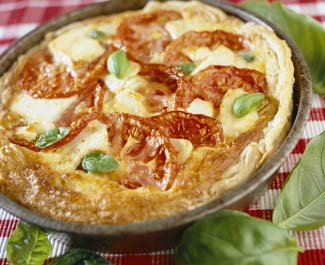 Abbey Feta Cheese Quiche with Tomato, Basil and Aubergine